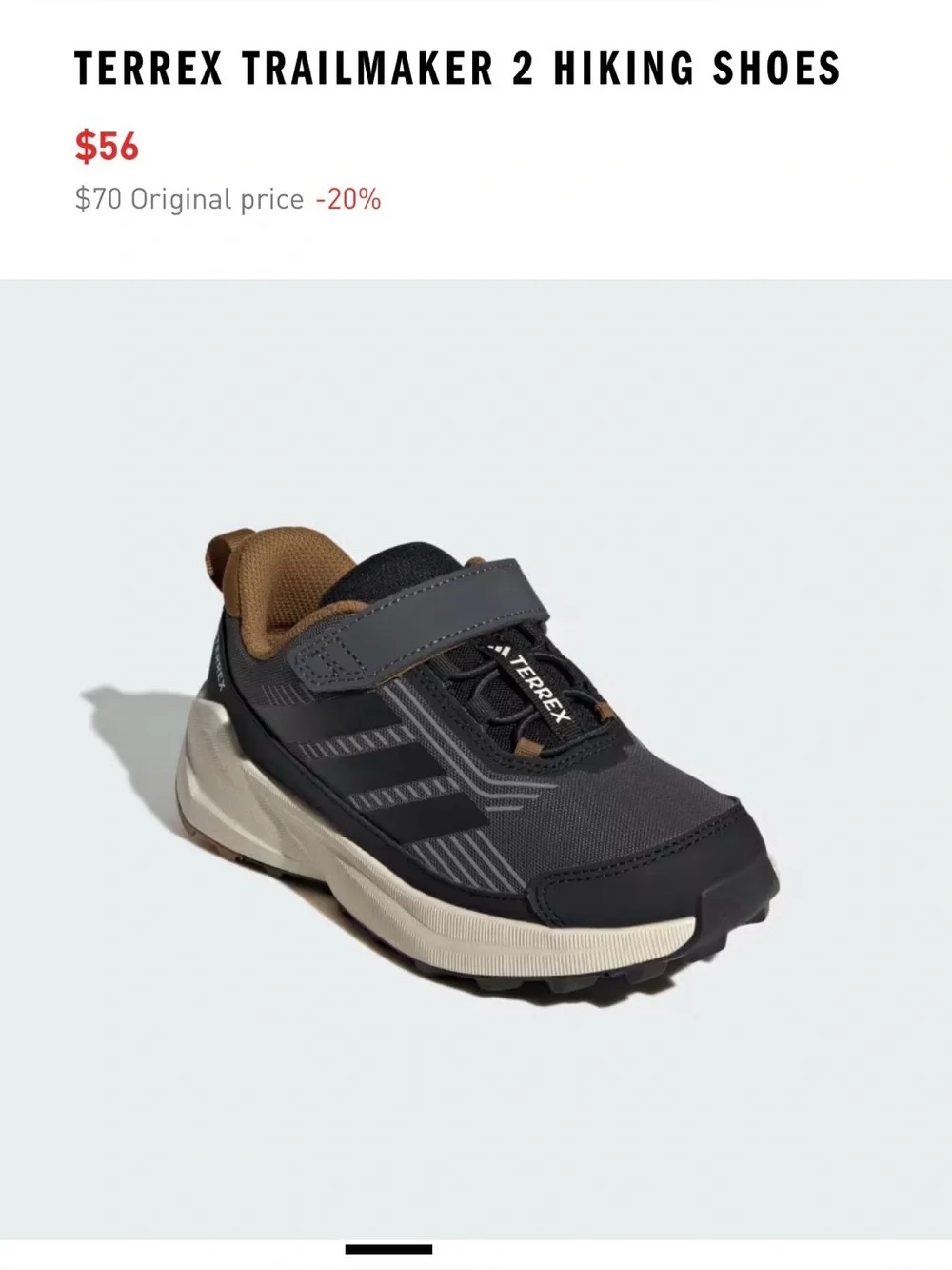 adidas Terrex Trailmaker 2 Kids' Hiking Shoes - Black & Brown size 13.5